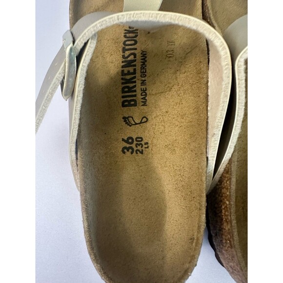 Birkenstock Gizeh Glammar GOLD Burke Flor EU-36 US 6-6.5 Hard Footbed NWOT - Picture 7 of 8